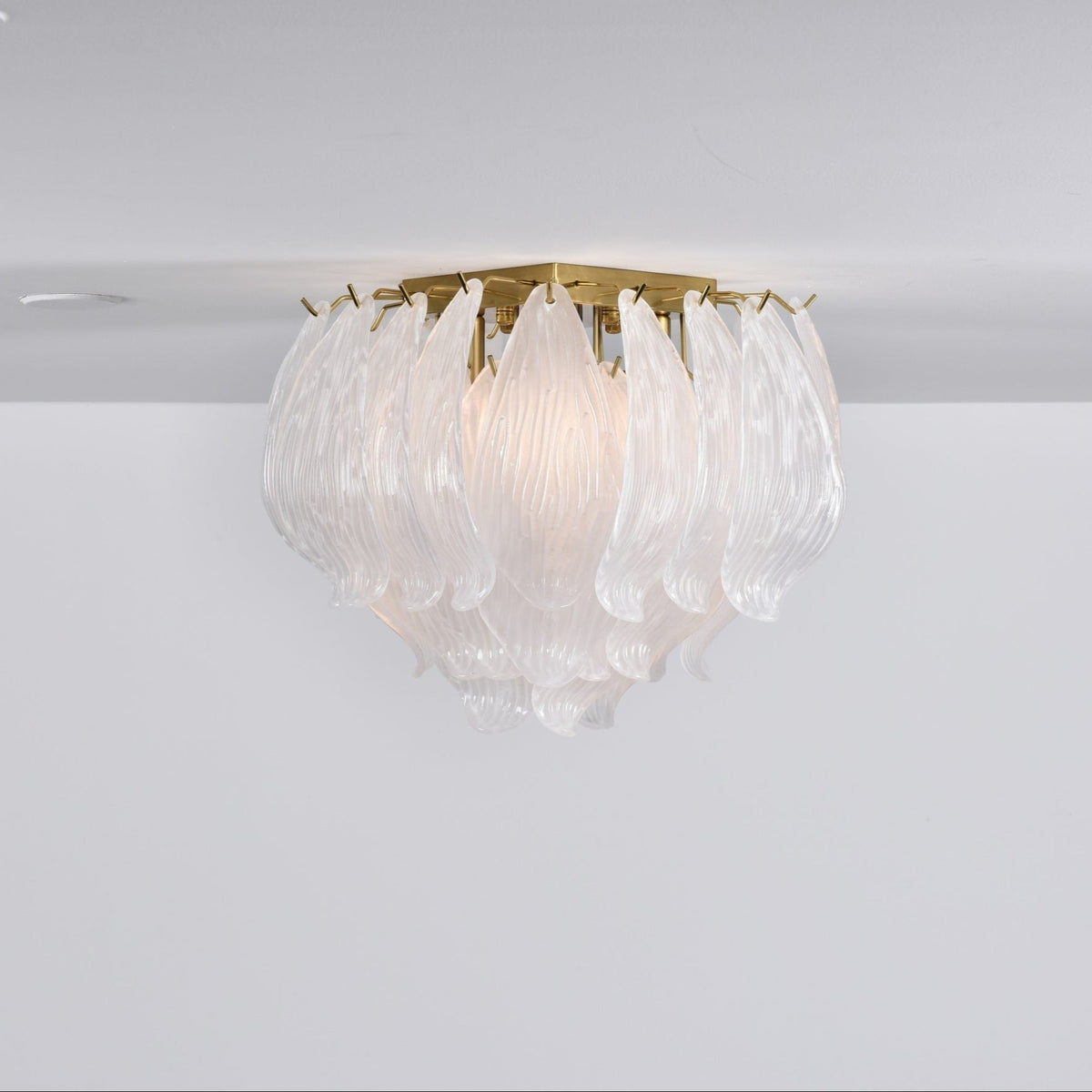 Orlius Plafonnier Murano Pétale Soufflé-Main Verre Applique Plafond