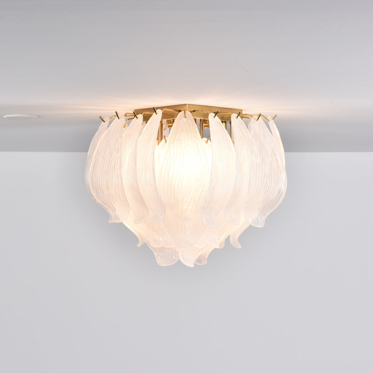 Orlius Plafonnier Murano Pétale Soufflé-Main Verre Applique Plafond
