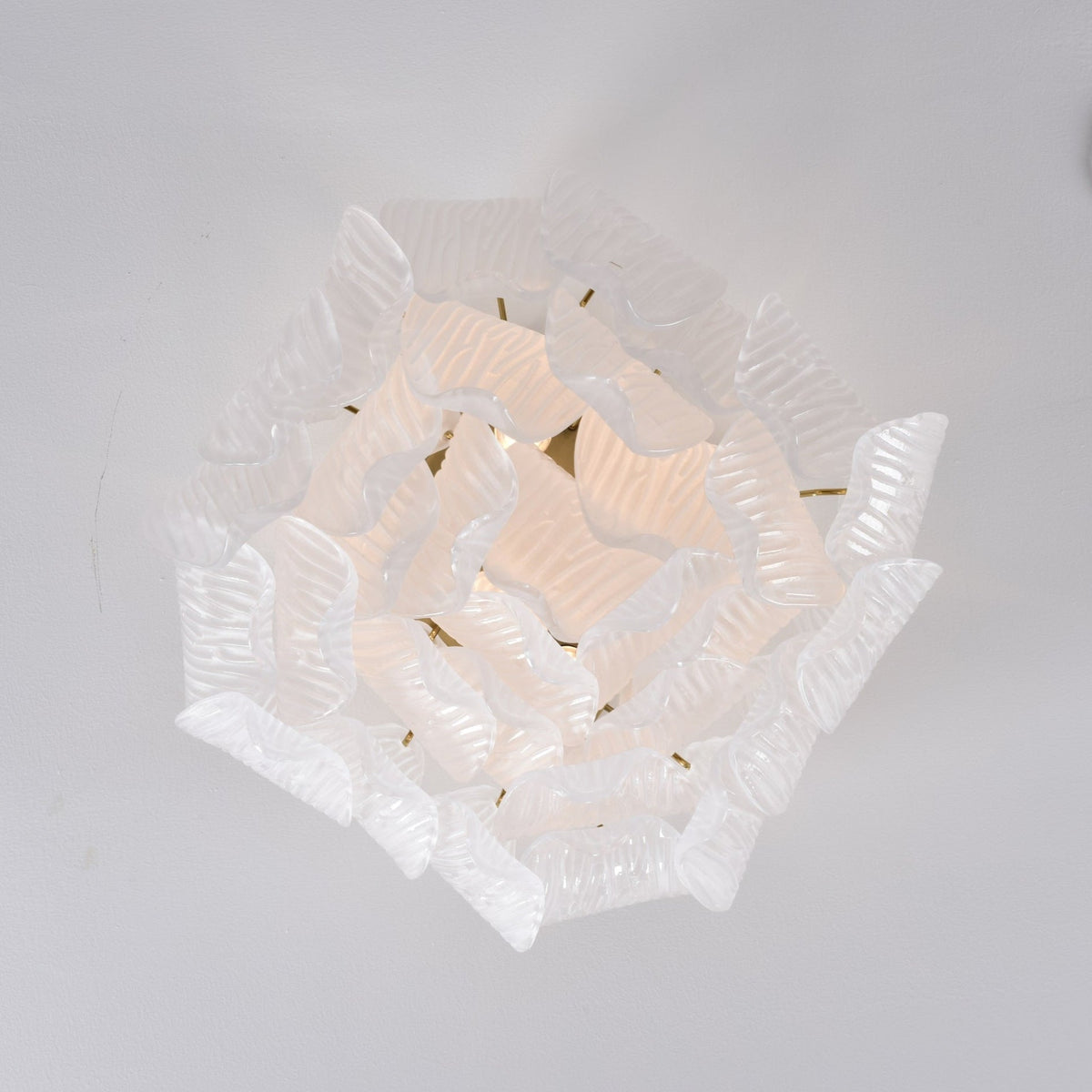 Orlius Plafonnier Murano Pétale Soufflé-Main Verre Applique Plafond