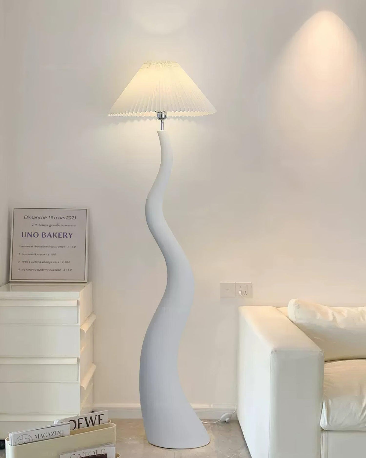 Bexyn Lampadaire en Résine Et Tissu