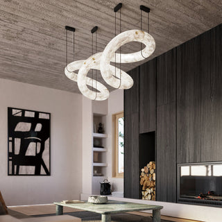 Syrinan Lustre Anneau Luxe Cuir Albâtre Minimaliste Moderne