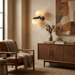 Two Globe Alabaster Wall Sconce-Neutral Decor