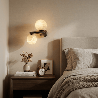 Two Globe Alabaster Wall Sconce-Neutral Decor