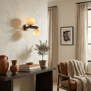 Two Globe Alabaster Wall Sconce-Neutral Decor