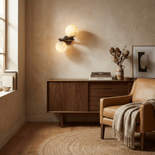 Two Globe Alabaster Wall Sconce-Neutral Decor