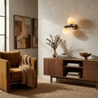 Two Globe Alabaster Wall Sconce-Neutral Decor