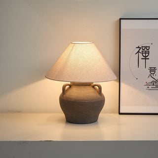 Two Handled Ceramic Jar Table Lamp-Neutral Decor