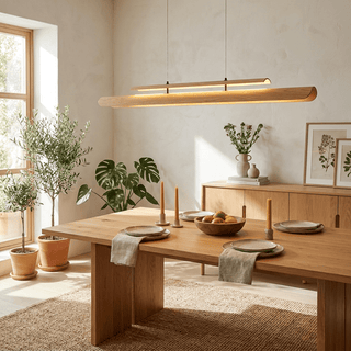 Two Tier Wood Linear Pendant Light-Neutral Decor