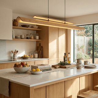 Two Tier Wood Linear Pendant Light-Neutral Decor