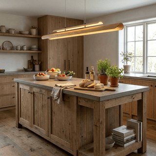 Two Tier Wood Linear Pendant Light-Neutral Decor
