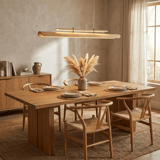 Two Tier Wood Linear Pendant Light-Neutral Decor