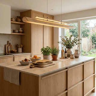 Two Tier Wood Linear Pendant Light-Neutral Decor