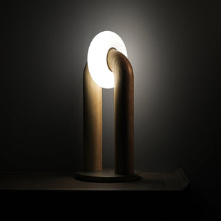 Lumen Vintage Wood Table Lamp-Neutral Decor