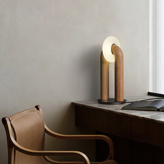 Lumen Vintage Wood Table Lamp-Neutral Decor
