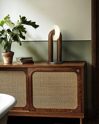 Lumen Vintage Wood Table Lamp-Neutral Decor