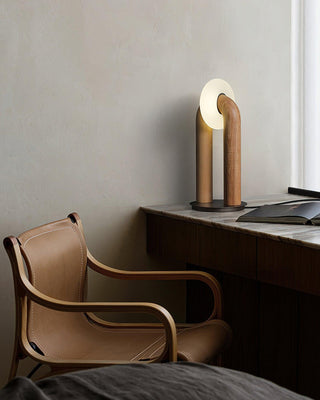 Lumen Vintage Wood Table Lamp-Neutral Decor