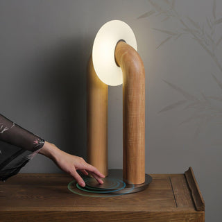 Lumen Vintage Wood Table Lamp-Neutral Decor