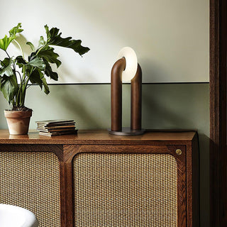 Lumen Vintage Wood Table Lamp-Neutral Decor