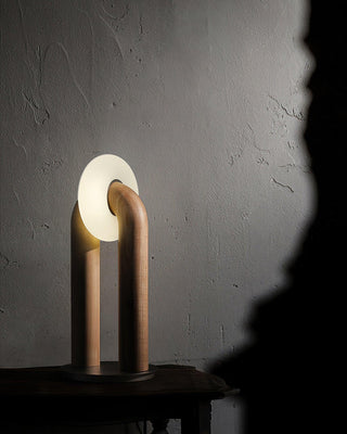 Lumen Vintage Wood Table Lamp-Neutral Decor