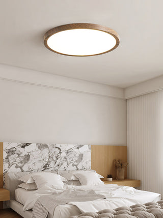 Solara Plafonnier Rond Fin en Noyer Minimaliste-Luire