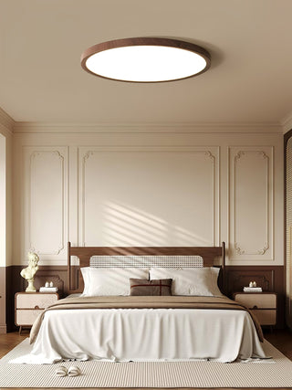 Solara Plafonnier Rond Fin en Noyer Minimaliste-Luire