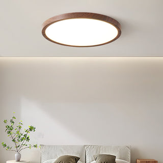 Solara Plafonnier Rond Fin en Noyer Minimaliste-Luire