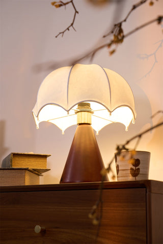 Parasol Lampe de Table en Bois de Noyer