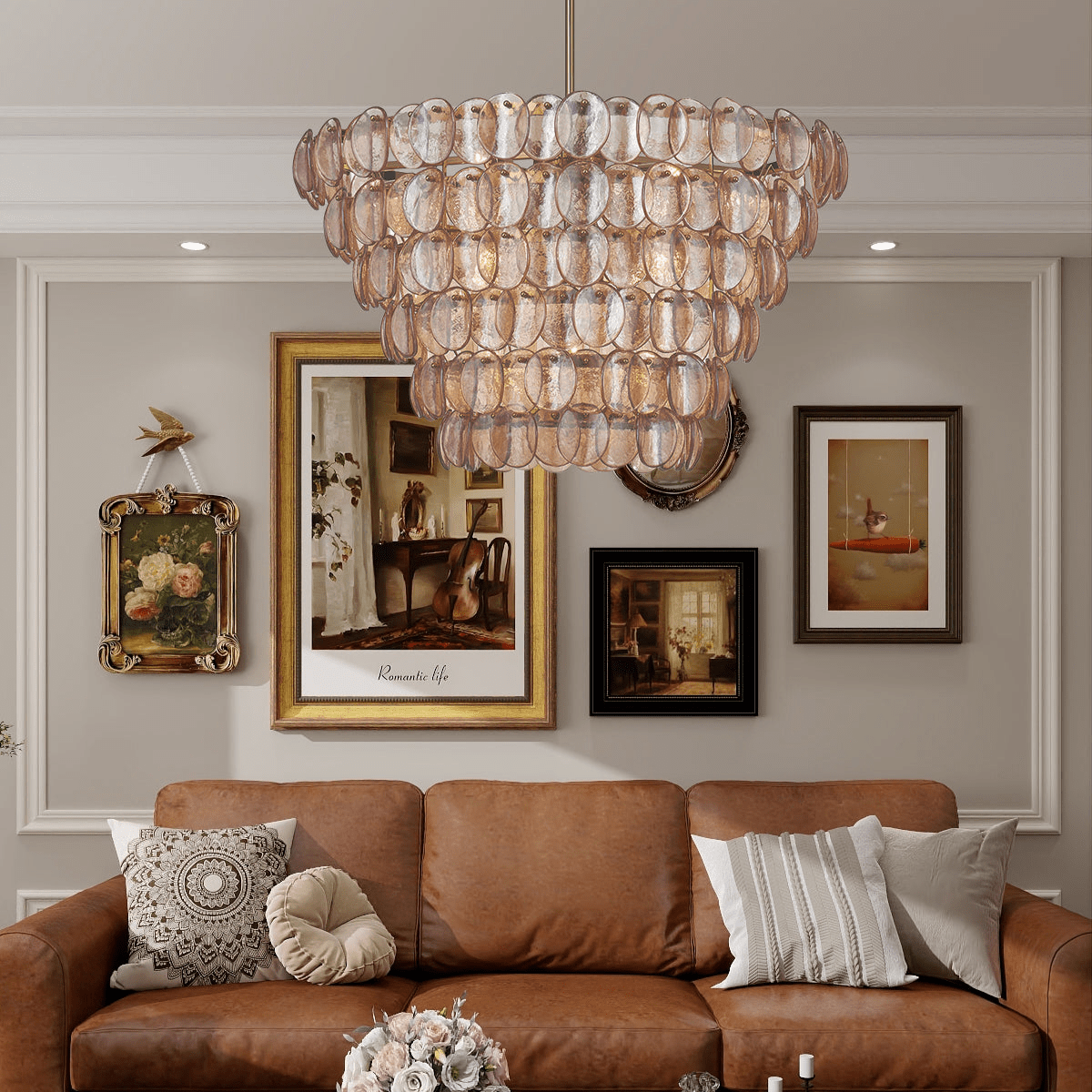 Mavista Lustre Luxueux en Verre et Laiton