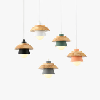 Arisha Dôme Moderne LED Suspension Métal Bois Noir Blanc Gris Salon Chambre à Coucher