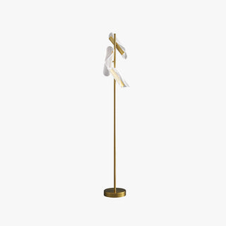 Mira Lampadaire Vague Moderne, Métal/Acrylique, Doré/Blanc, Salon