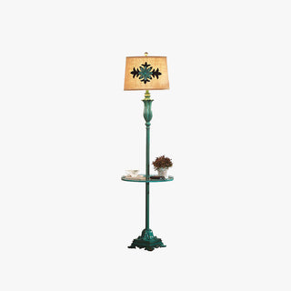 Tiffany Lampadaire Cylindre Vintage, Métal/Résine, Vert, Salon