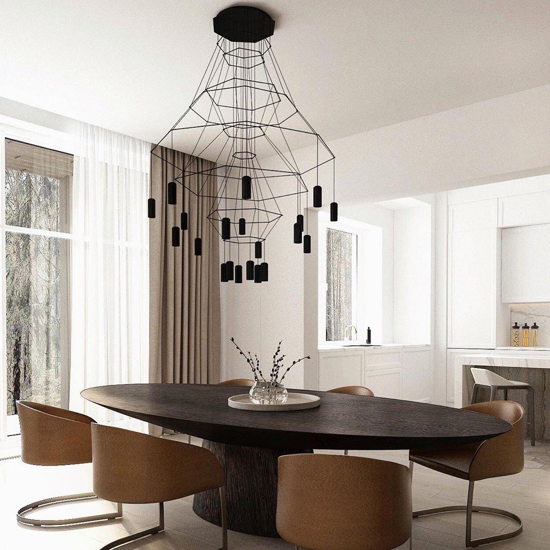 Soloris Lustre Lignes Noir Structure Métallique LED