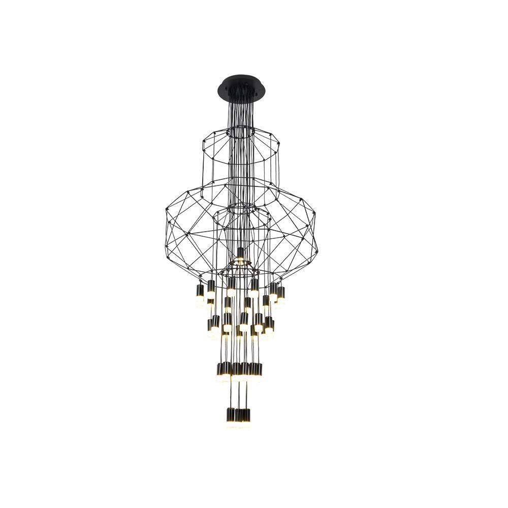 Soloris Lustre Lignes Noir Structure Métallique LED