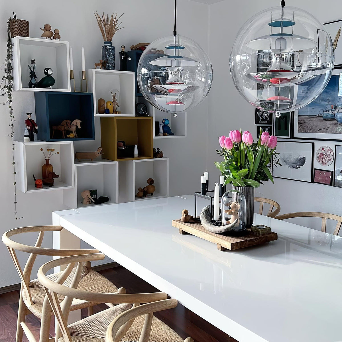 Pendant Lamp Floating Geometric Layers Clear Globe Futuristic Modern-Neutral Decor