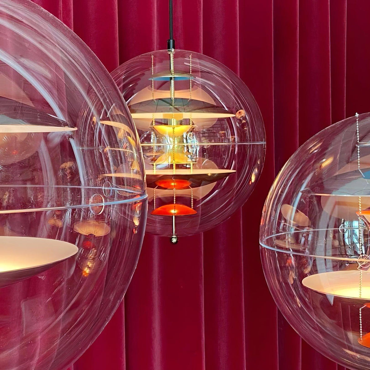 Pendant Lamp Floating Geometric Layers Clear Globe Futuristic Modern-Neutral Decor