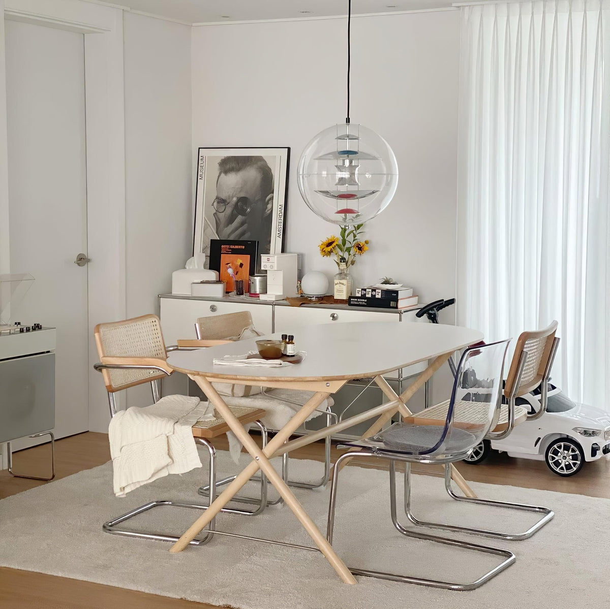 Pendant Lamp Floating Geometric Layers Clear Globe Futuristic Modern-Neutral Decor