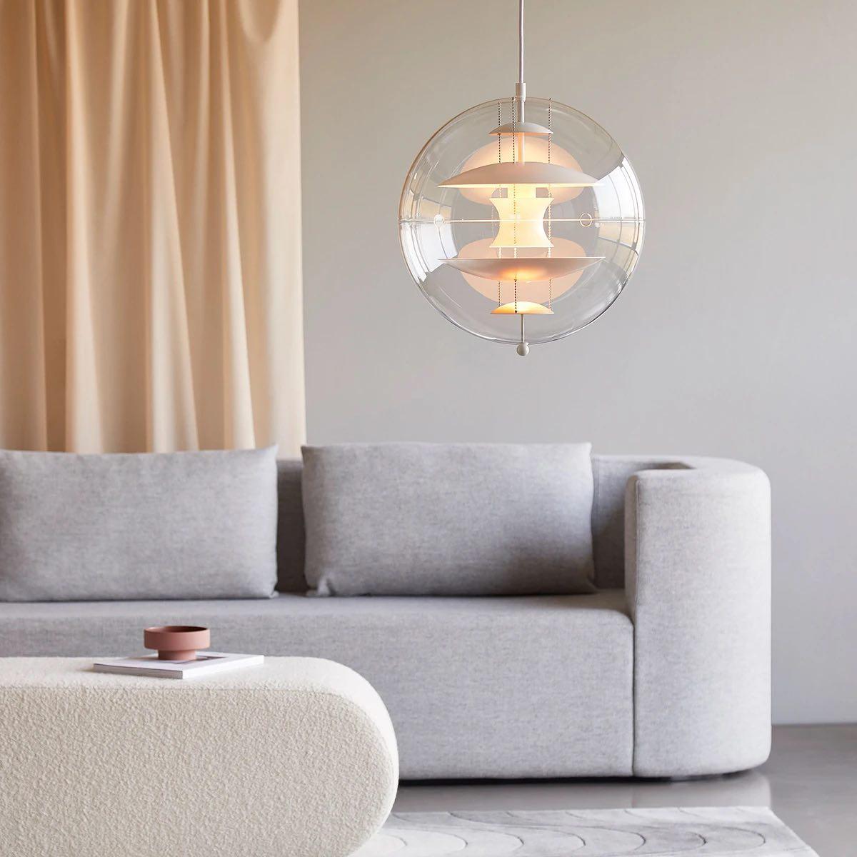 Pendant Lamp Floating Geometric Layers Clear Globe Futuristic Modern-Neutral Decor