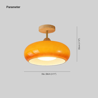 Charlotte Plafonnier Encastré en Verre, Bois, Orange & Blanc