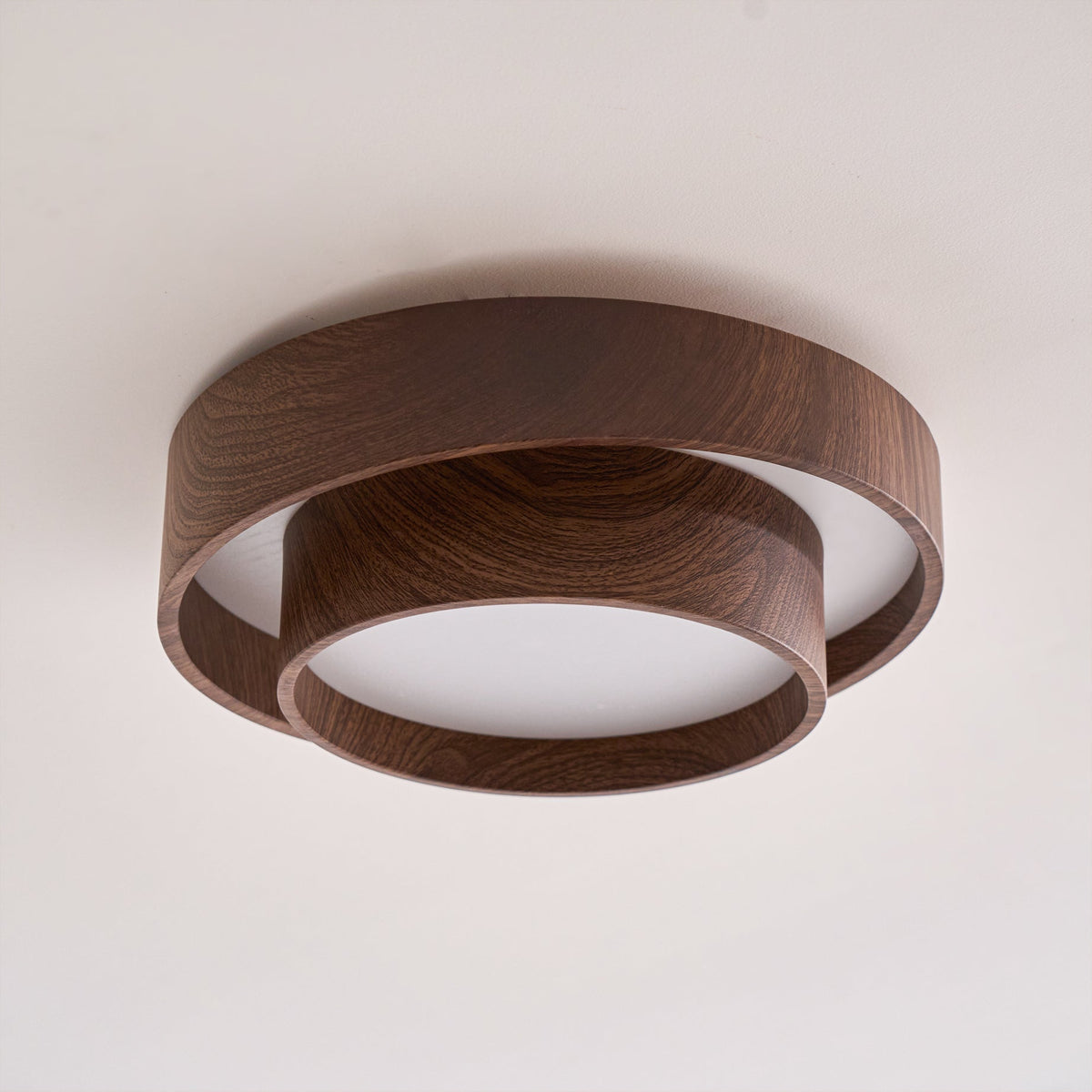 Wavin Plafonnier Double Anneaux Couleur Noyer