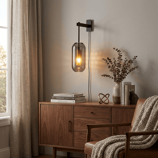Vadim Glass Plug-in Wall Lamp-Neutral Decor