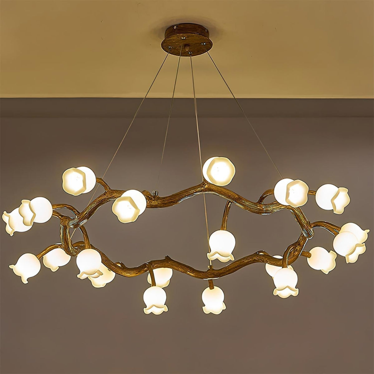 Alva Flowers Chandelier-Neutral Decor