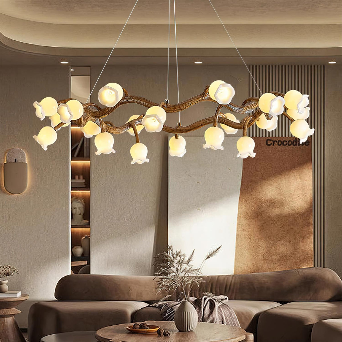 Alva Flowers Chandelier-Neutral Decor