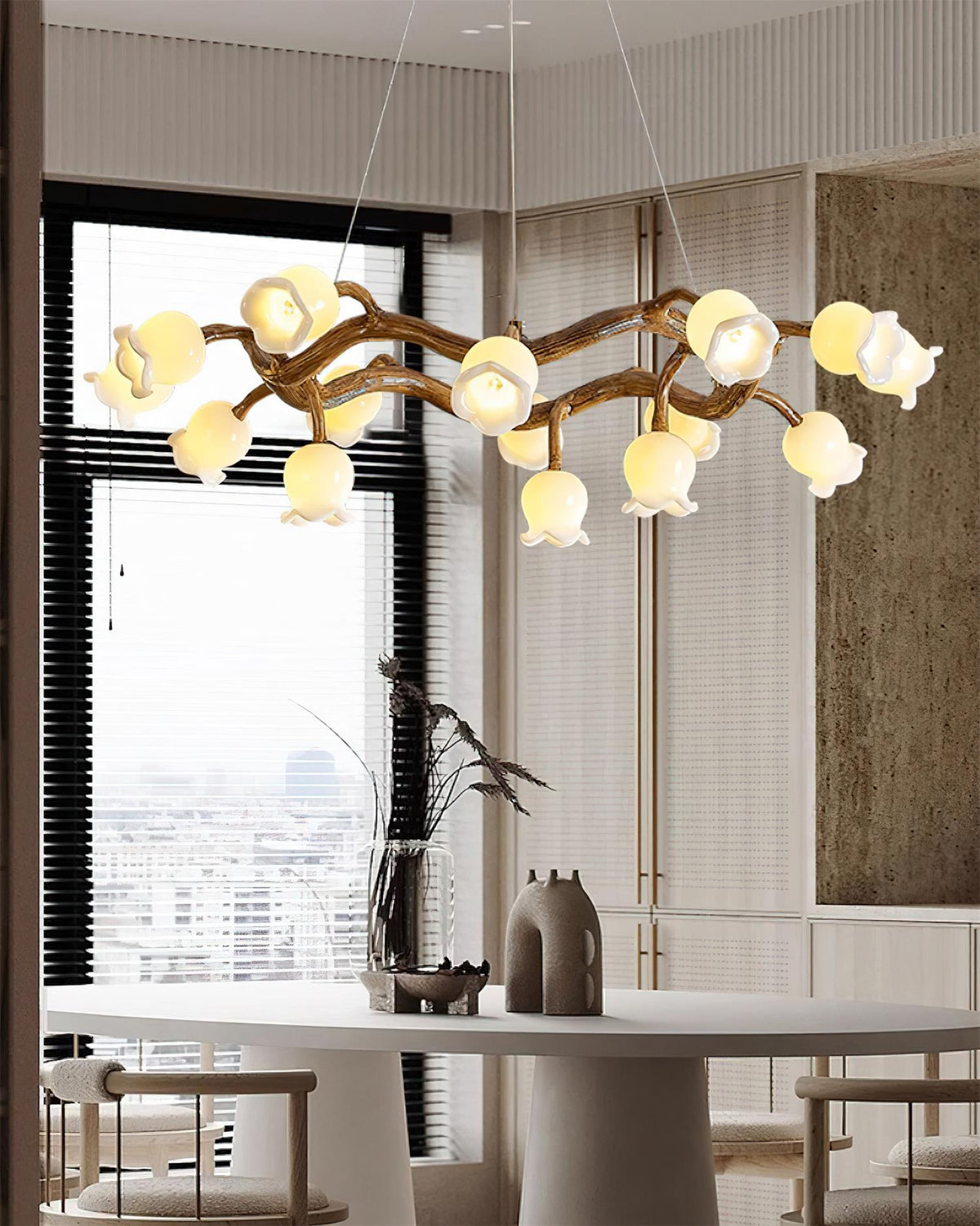 Alva Flowers Chandelier-Neutral Decor