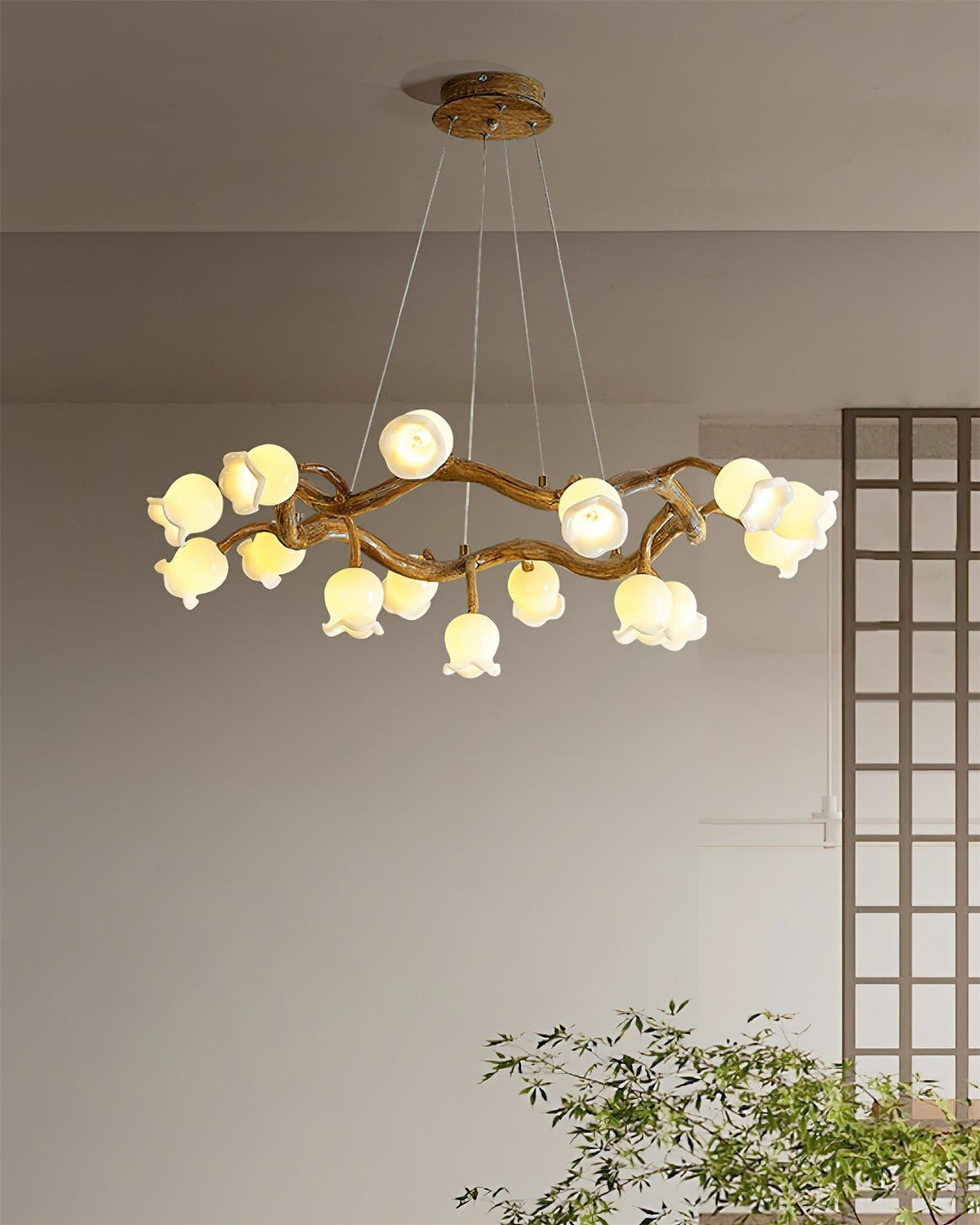 Alva Flowers Chandelier-Neutral Decor