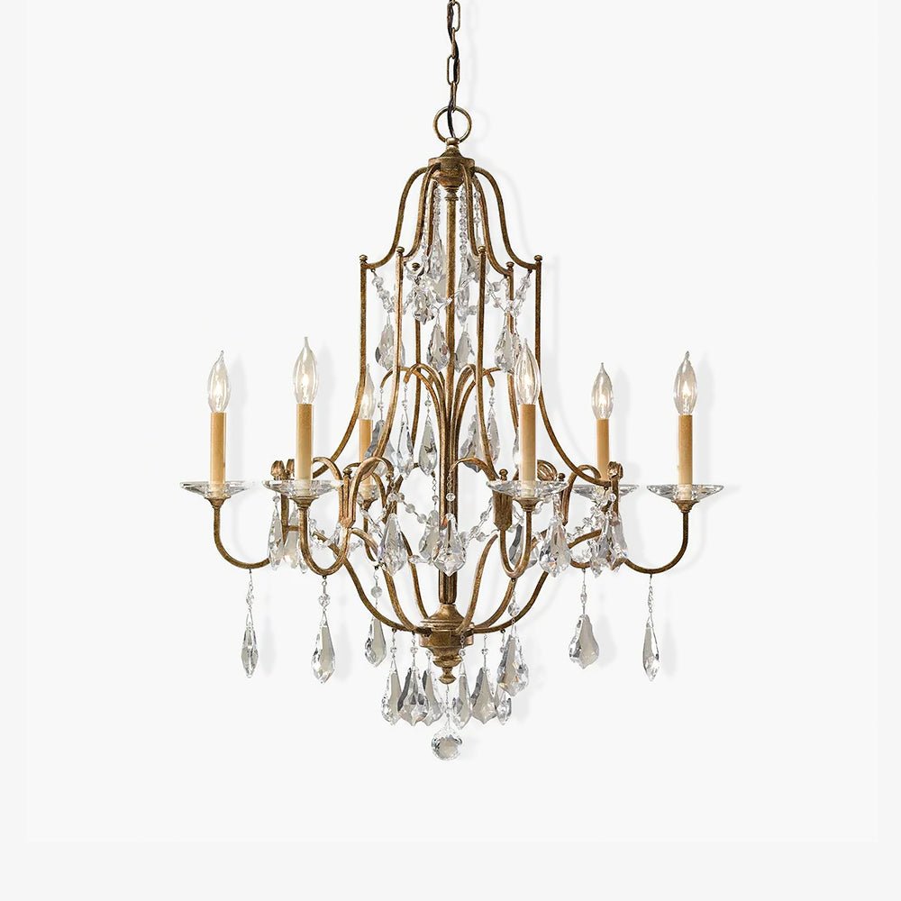 Valius Lustre en Fer Cristal Candelabre Vintage