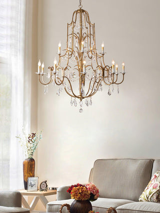 Lustra Lustre en Fer Cristal Candelabre Vintage