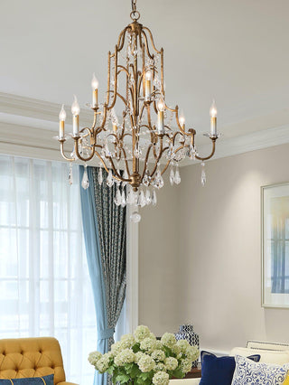 Lustra Lustre en Fer Cristal Candelabre Vintage