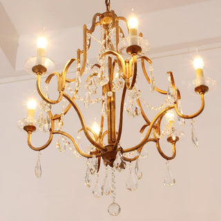 Lustra Lustre en Fer Cristal Candelabre Vintage