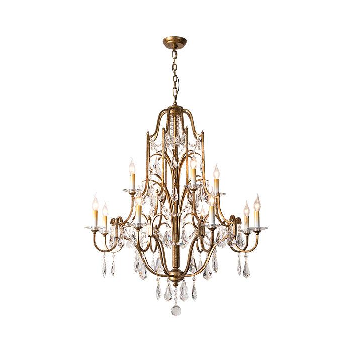 Valius Lustre en Fer Cristal Candelabre Vintage