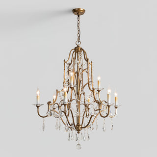 Lustra Lustre en Fer Cristal Candelabre Vintage